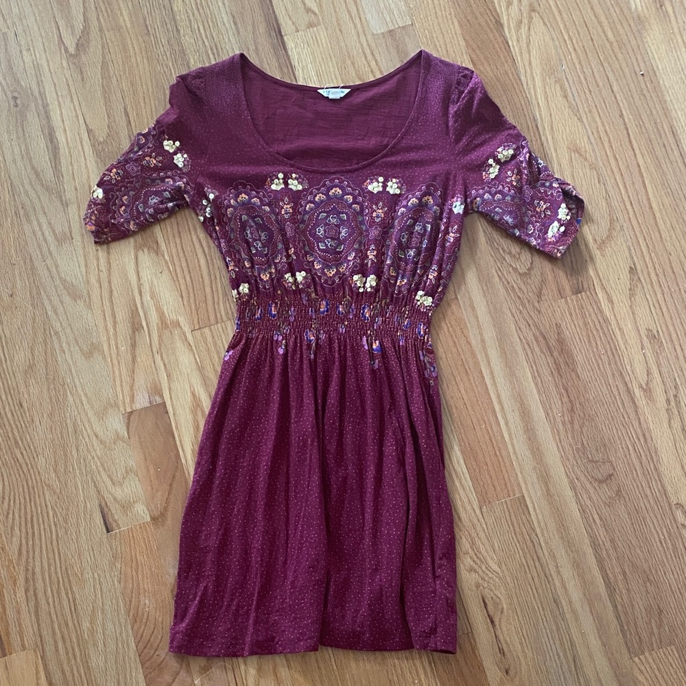 Bohemian Burgundy Patterned Dress